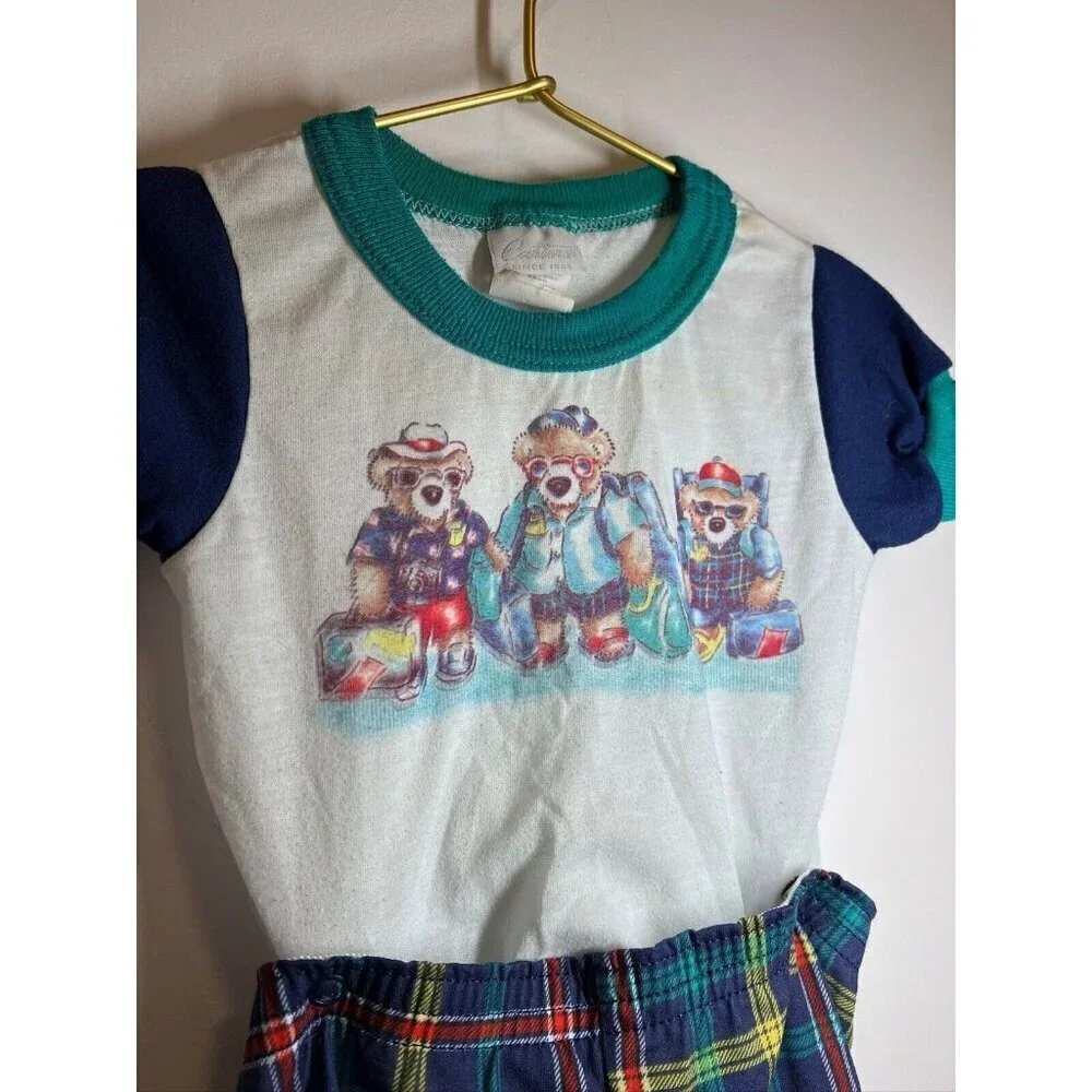 Vtg Carters Kids Bear Snap Set Top Pants Size 12-18 Months USA 80s